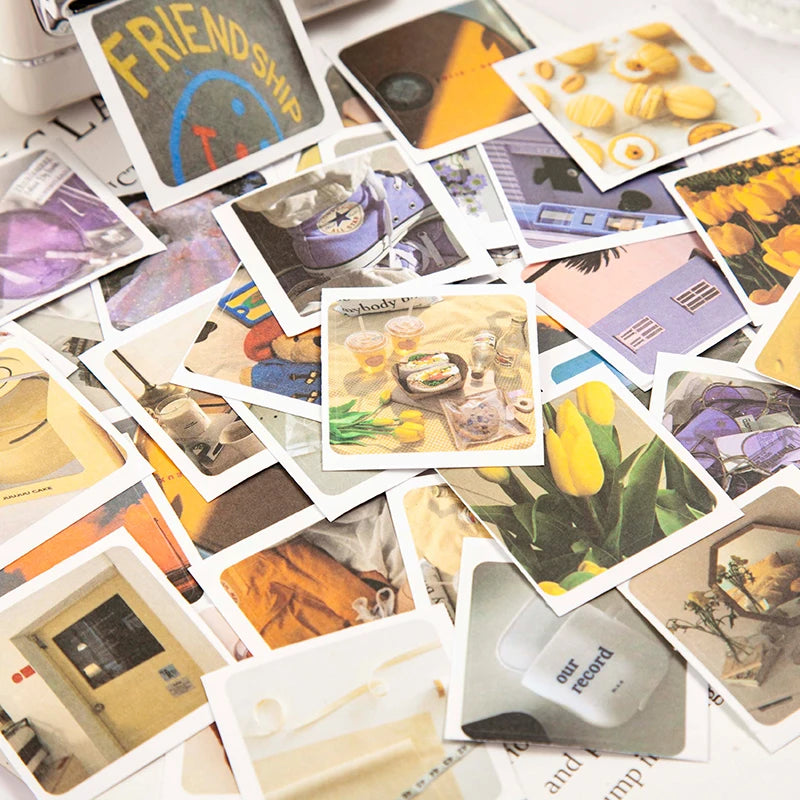 JIANQI 30pcs/pack 90patterns/pack Ins Material Stickers Book Scrapbooking Junk Journal Creative Stationery DIY Deco Stickers