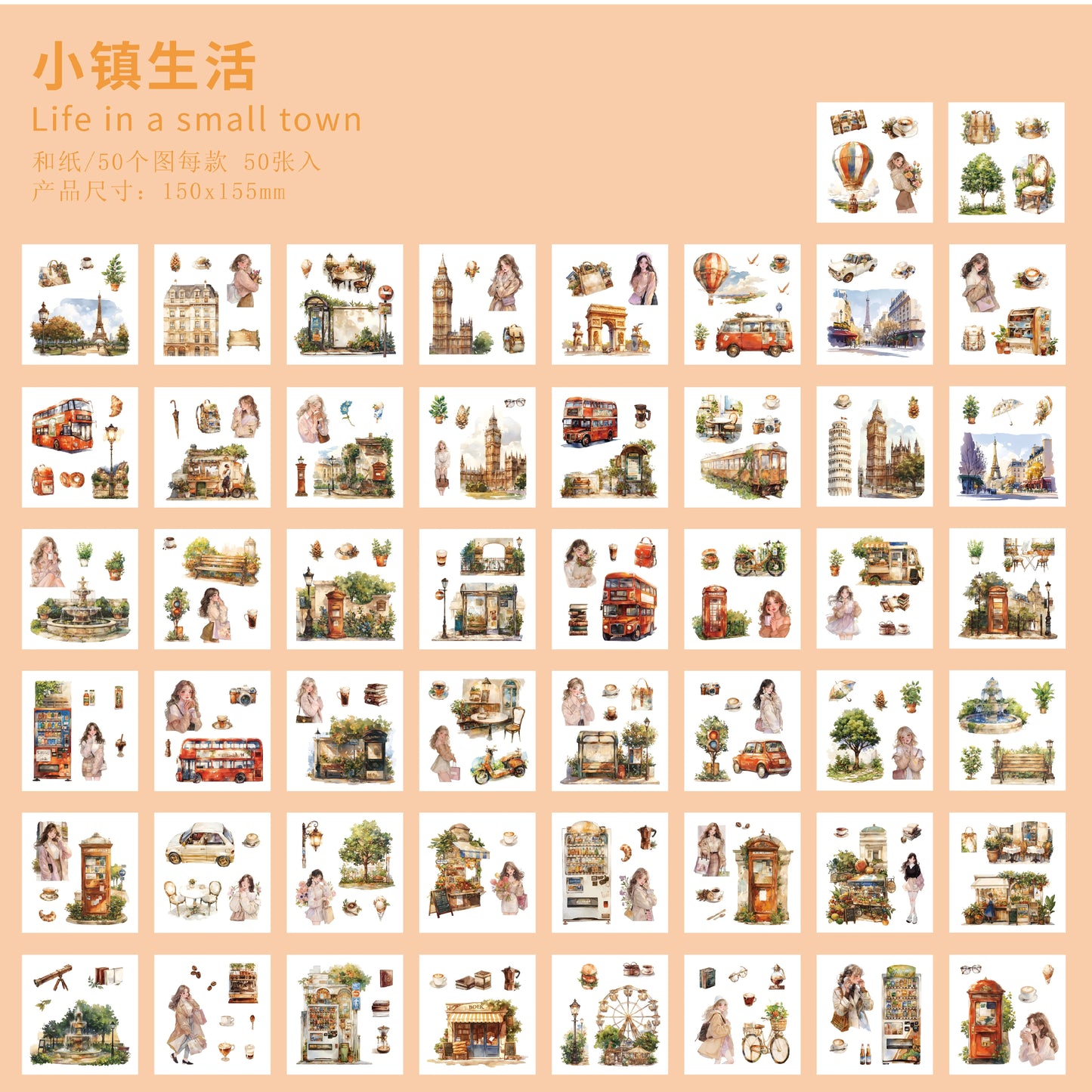 JIANQI 50pcs PET Die cut Stickers book Four Seasons Scenery Decorative handmade Scrapbooking Material Diary Album Craft Supplies