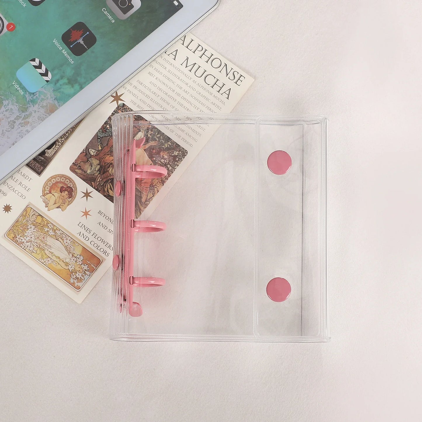 JIANWU Double Buckle A8Mini 3-hole Transparent Loose Leaf Material Storage Notebook Creative Journal Student Supplies Stationery