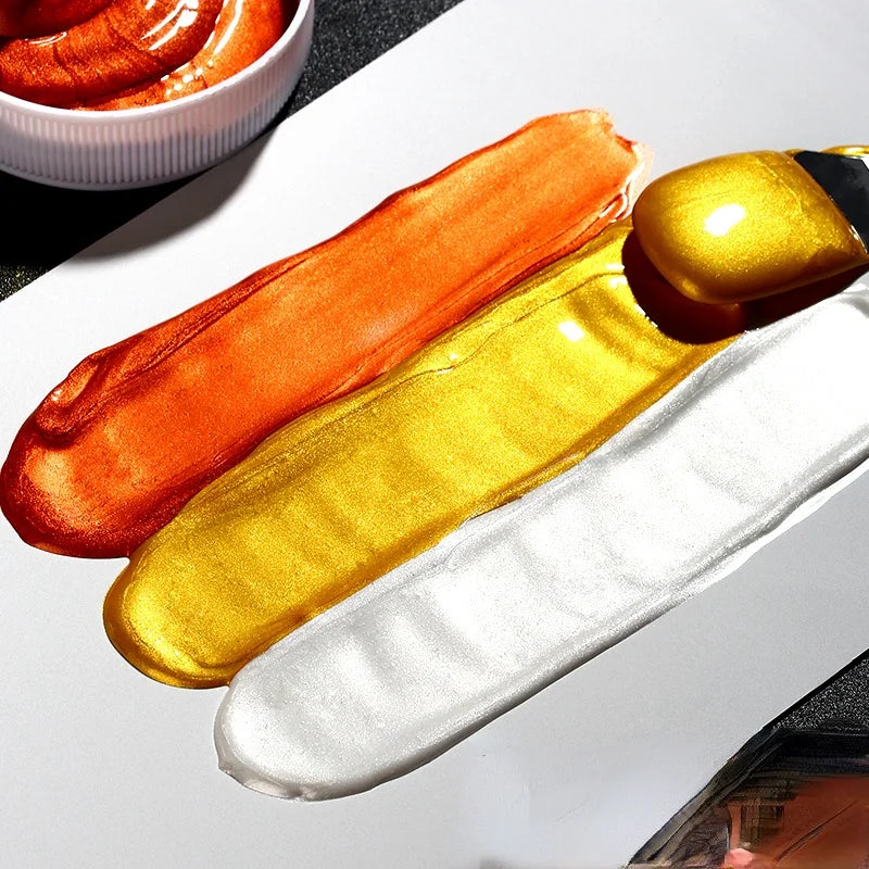 Metallic Acrylic Paint Silver Gold DIY Hand Painted Wall Painting Shoes Stone Statue Waterproof and Fading Graffiti Paint