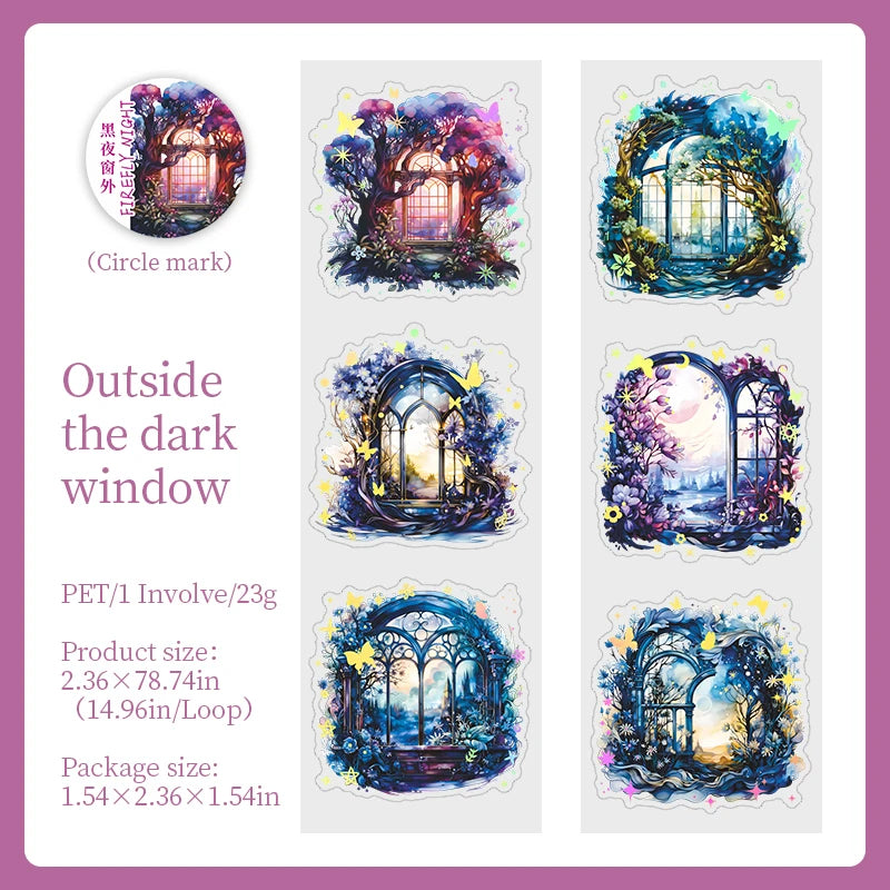 JIANQI 60mm*2m Firefly Night PET Tapes Collage Junk Journal DIY Scrapbooking School Supplies Aesthetics Decor Waterproof Tapes