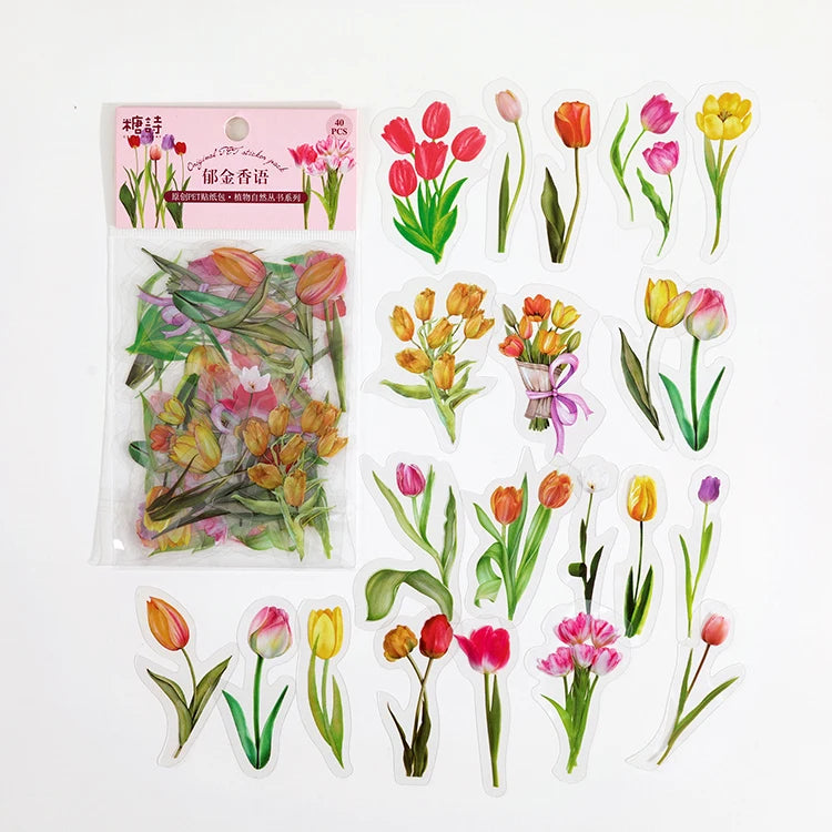 Natural plant collection Green Leaf Decorative PET Stickers Scrapbooking Label Diary Stationery Album Phone Cup Journal Planner