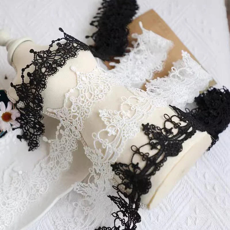 1Yard Cotton Embroidered Flowers Lace Material Ribbon DIY Collar Neckline Trim Sewing Garment Accessories 5cm Wide