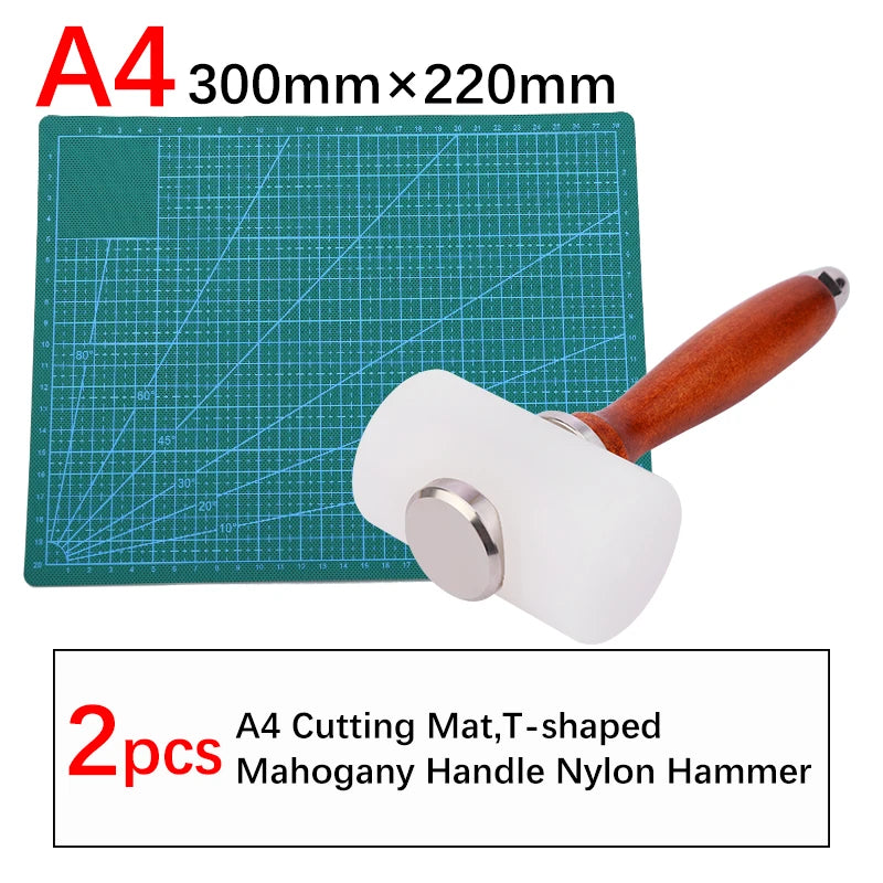 A5/A4/A3 PVC Leather Craft Tool Cutting Mat DIY Double-Sided Self-Healing Mat Bottom Plate Cutting Tool Set with Hammer
