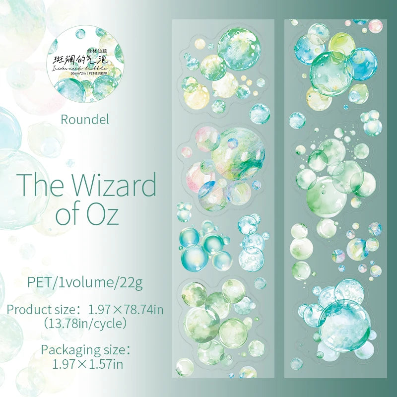 JIANQI 50mm*2m PET Bubble Tape Stickers Creativity Scrapbooking Hand Account Adhesive hand made Diy Junk Journal Craft Supplies