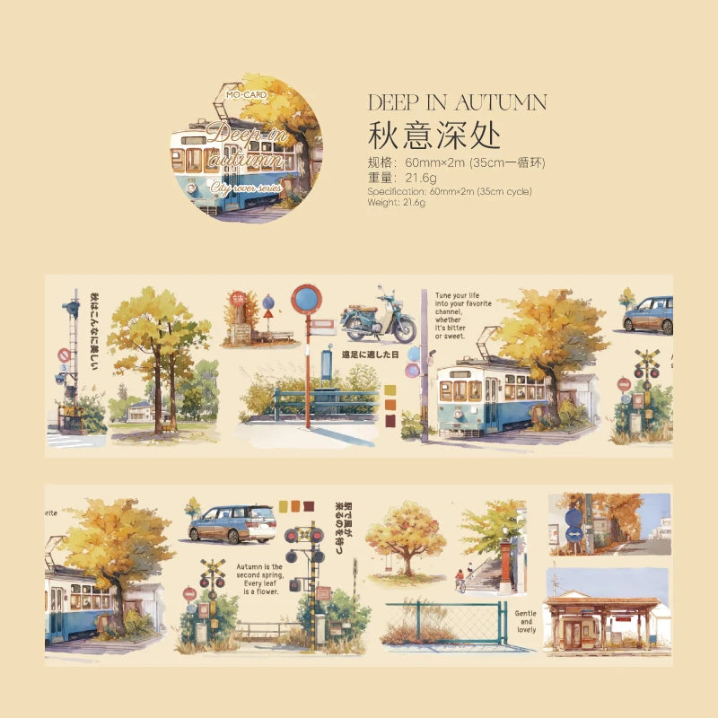 JIANQI 60mm*2m Urban Landscape PET Tapes DIY Scrapbooking Decor Photo Album Collage Journalling Materials Aesthetics Stickers