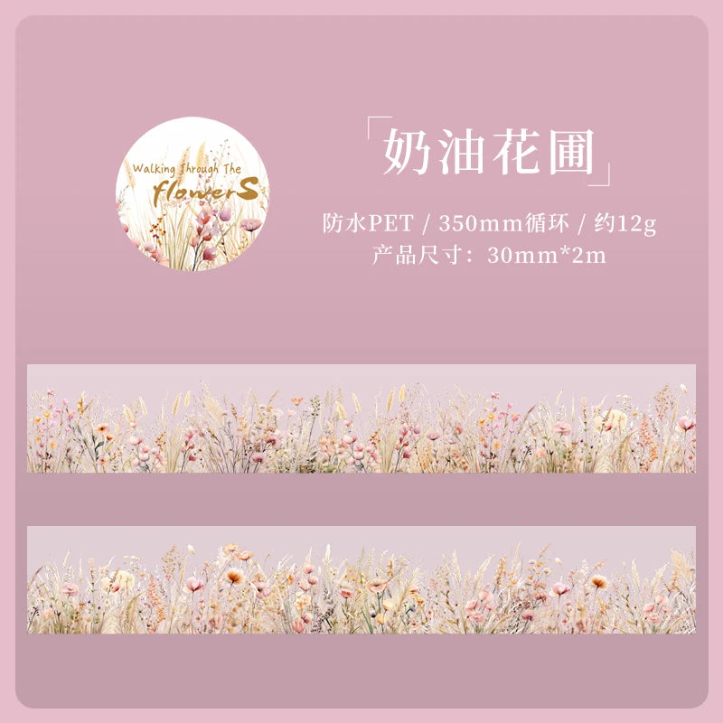 JIANQI 30mm*2m Creative Plants and Flowers tapes hand tent DIY Stick Labels Scrapbooking Material Junk Journal Supplies