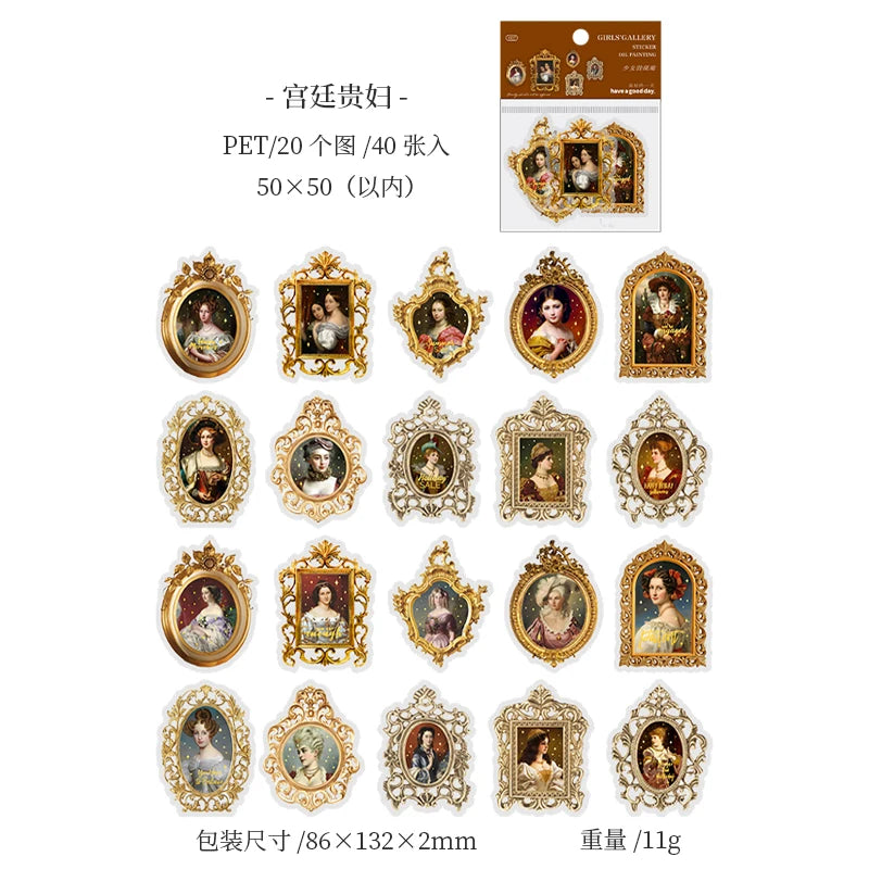JIANQI 40 sheet Girl's Gallery Stickers Creative Scrapbooking Supplies Collage Junk Journaling Materials Crafts