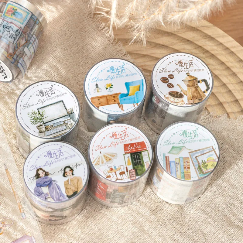 JIANQI 45mm*2m PET Daily Life tape Sticker Decorative collage Adhesive Diy Scrapbooking hand made Masking tape