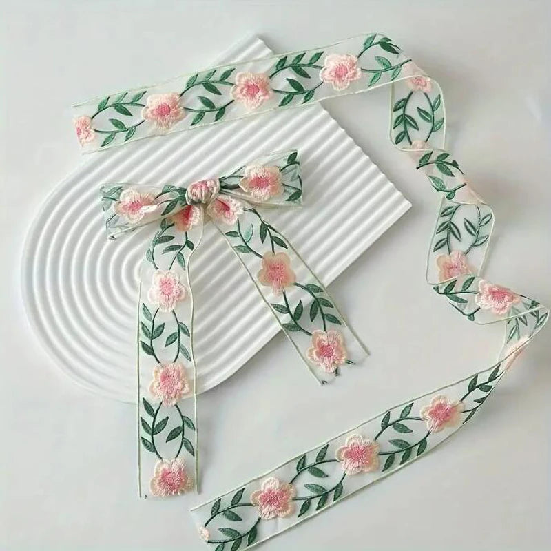 1 Yard Ribbon Flower Embroidered Lace Handmade DIY Clothes Lace Fabric Accessories 4.6CM Width