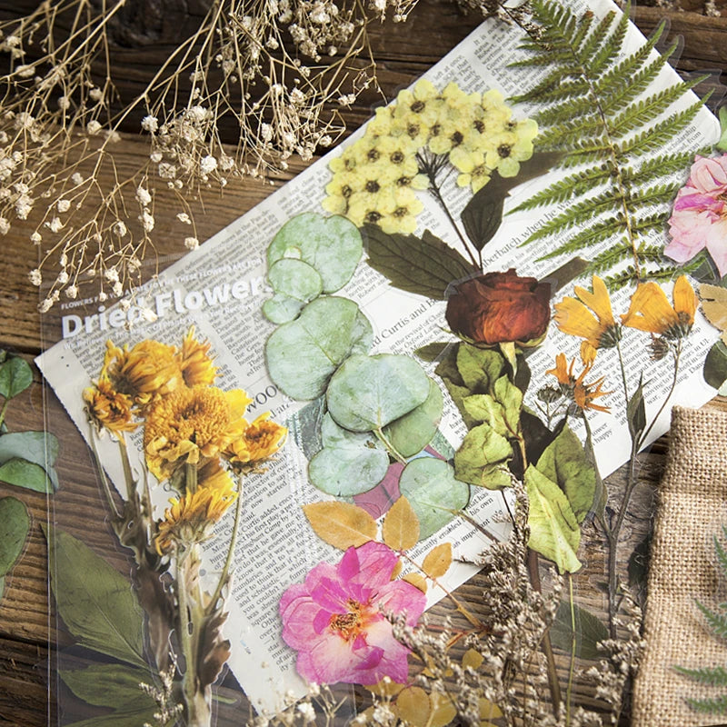 JIANQI 6pcs Large size Flowers Deco Stickers Scrapbooking Styling Junk Journaling Toy Aesthetic School DIY Stationery Stickers