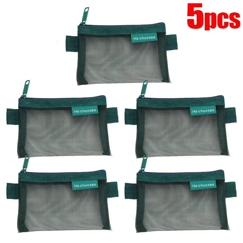 Mini Square Mesh Storage Bag Portable Money Earphone Data Cable Chargers Bag ID Credit Card Holder Zipper Pouch Travel Organizer