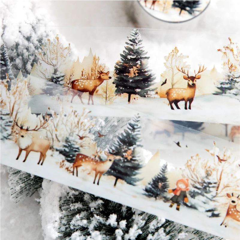 JIANQI 38mm*2m PET Winter snow scenery Tapes DIY Scrapbooking Decor Photo Album Collage Journalling Materials Aesthetics Sticker