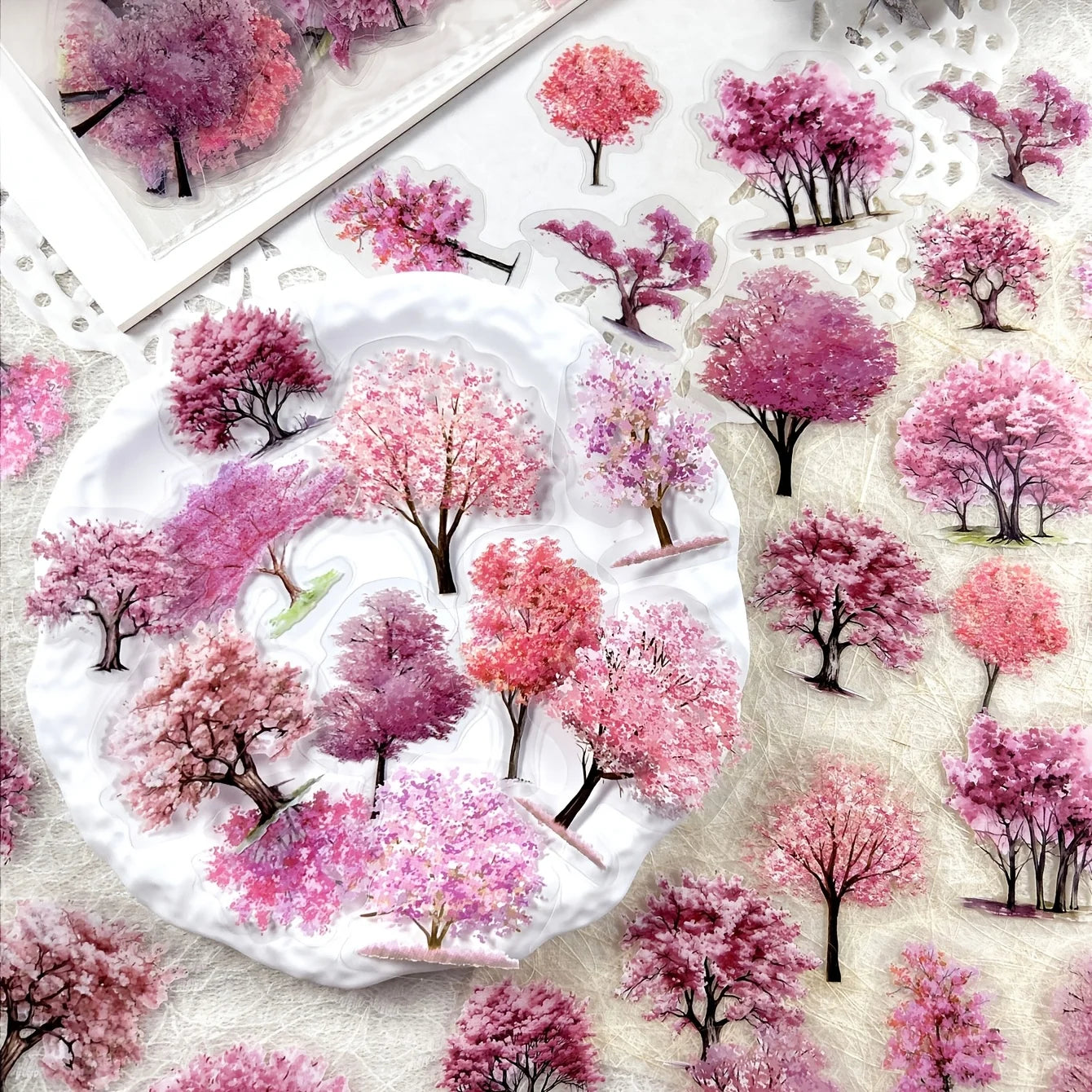JIANQI 40pcs/pack Many Tree Materials stickers Four Season Decor DIY Hand Account Diary Scrapbooking Album Stickers Craft