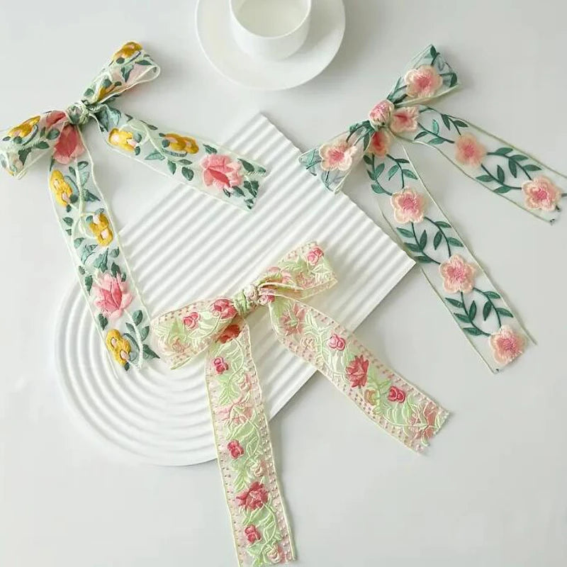 1 Yard Ribbon Flower Embroidered Lace Handmade DIY Clothes Lace Fabric Accessories 4.6CM Width