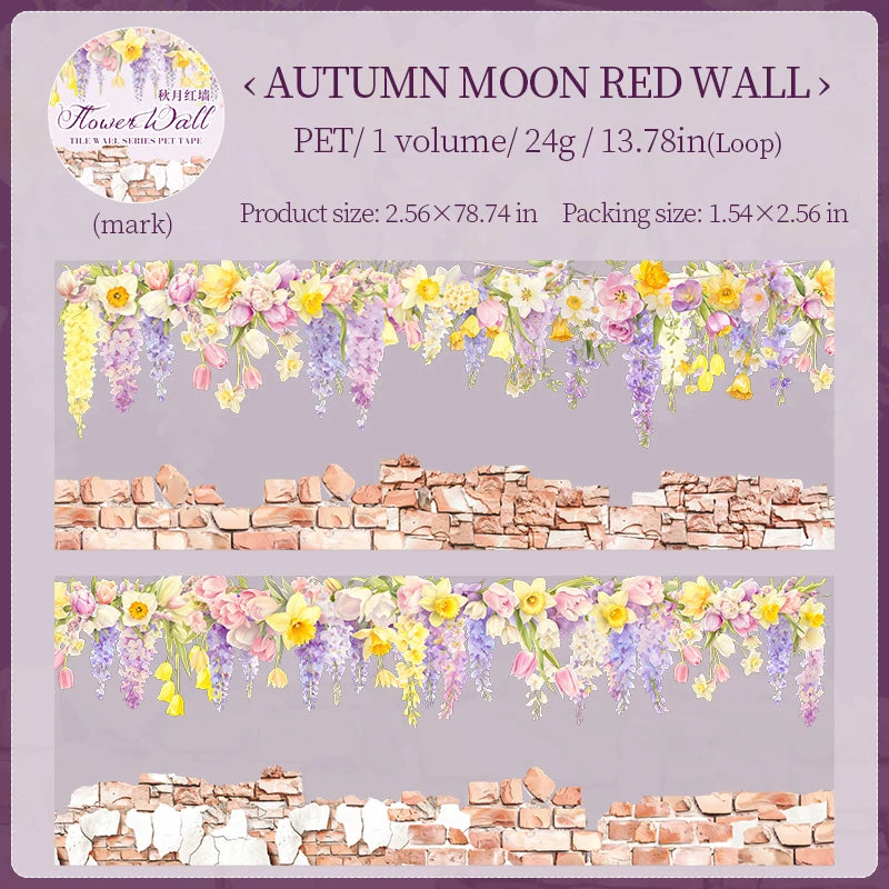 65mm*2m PET Plant Vine and stone wall tape Sticker Decorative collage Adhesive Diy Scrapbooking hand made Masking tape