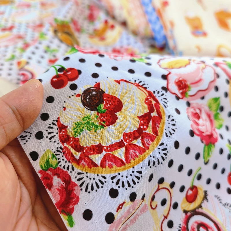 140x50cm 40s Cotton Dessert Cake Fabric Pastry Layout Background Cloth Children's ing Pajamas Dress Handmade