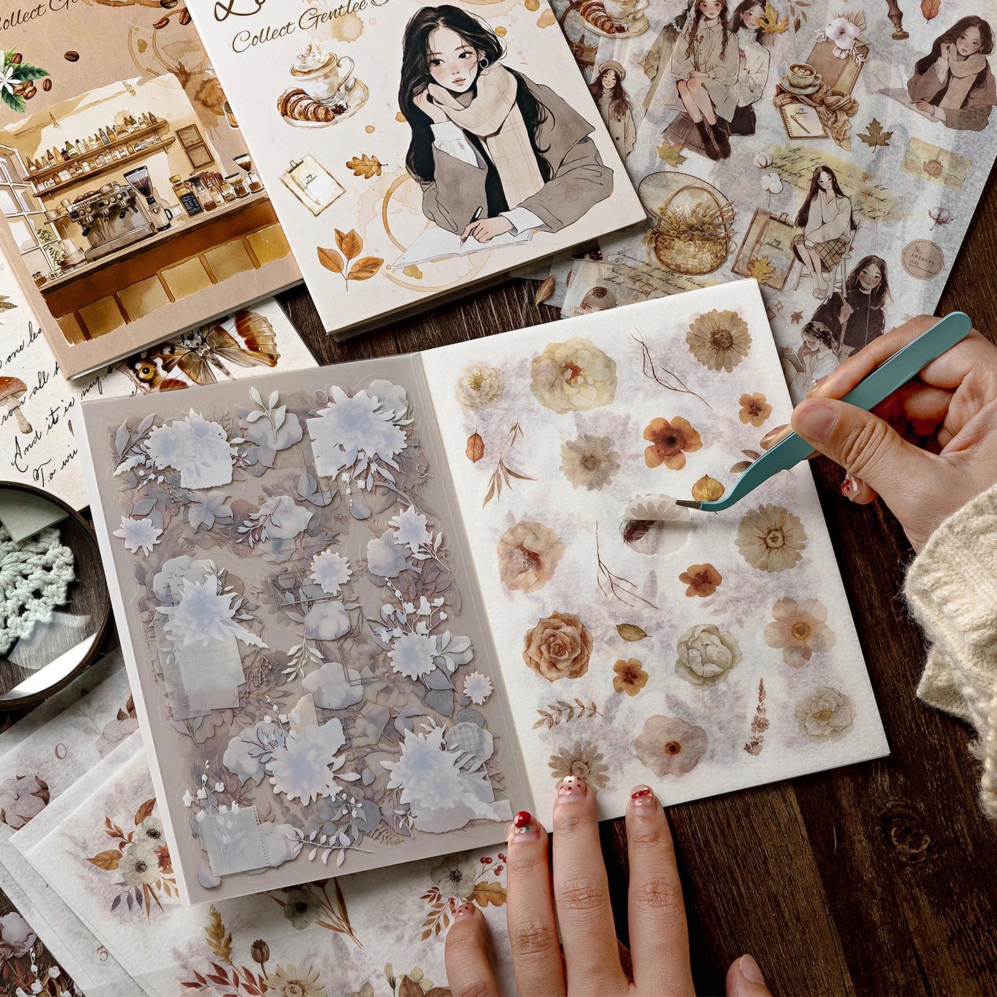 10 pcs PET Die cut Stickers book Butterfly Plants Flowers Decorative handmade Scrapbooking Material Diary Album Craft Supplies