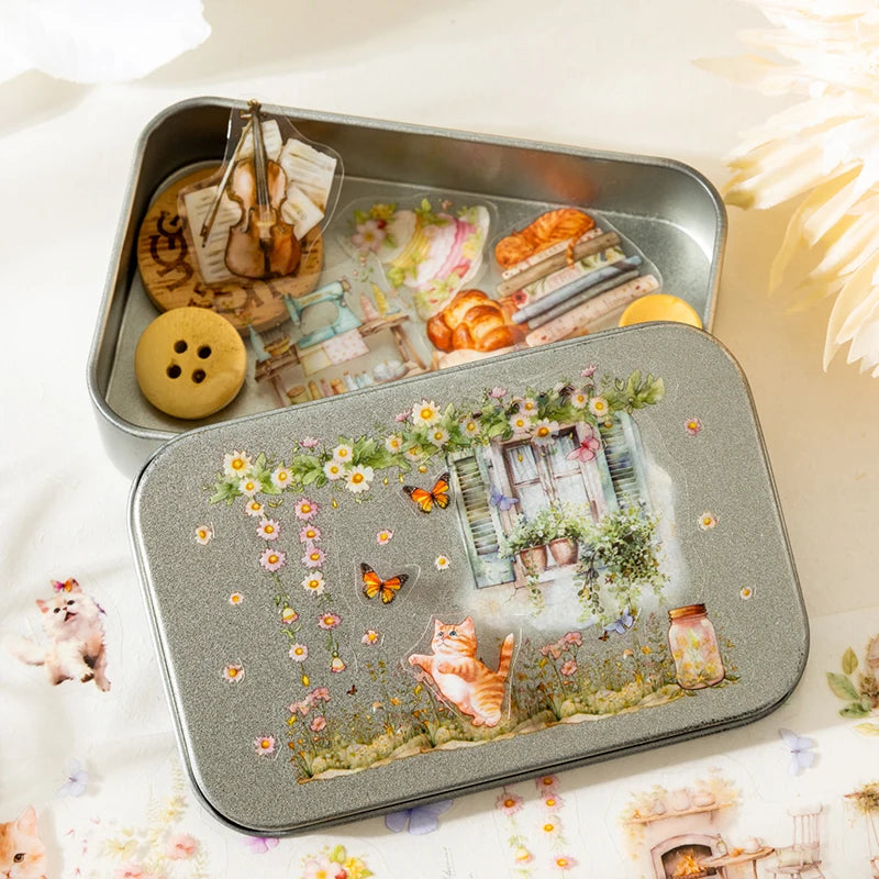 JIANQI 50mm*2m PET Tapes Cute Cat DIY Scrapbooking Decor Photo Album Collage Junk Journal Materials Aesthetics Tapes