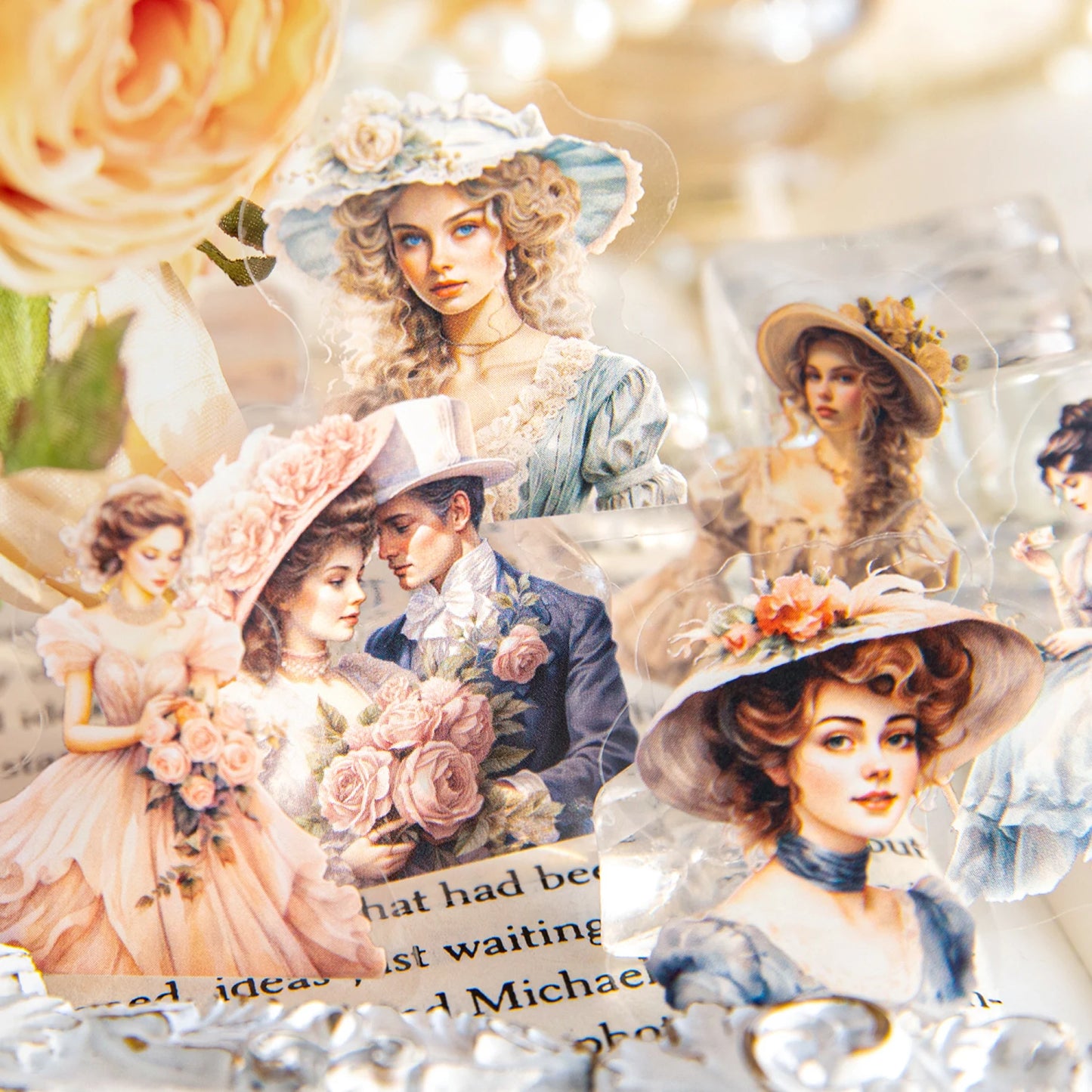 JIANQI 40 pcs Retro Plants and Flowers PET material Decorative sticker Diary Album Scrapbooking material Junk Journal Supplies