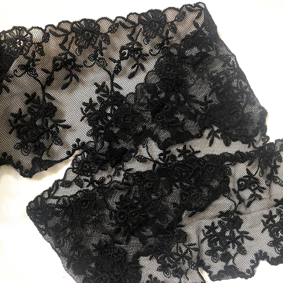 1 Yard Water-Soluble Ruffle Black White Flower Embroidery Lace Trim Fabric For Wedding Home Supplies Handmade Sewing Crafts