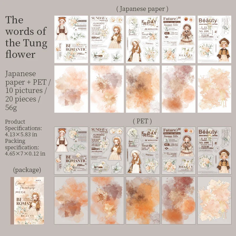 JIANQI 20 sheet PET Stickers book Cute Girl Creative Decorative handmade Scrapbooking Material Diary Album Craft Supplies