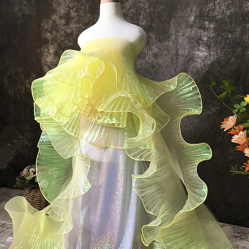 1Y Wave Pleated Organza Lace Trim Red Ruffle folds DIY Patchwork Decor Cuffs Neckline Gown Wedding Dress Accessories Wide 13CM