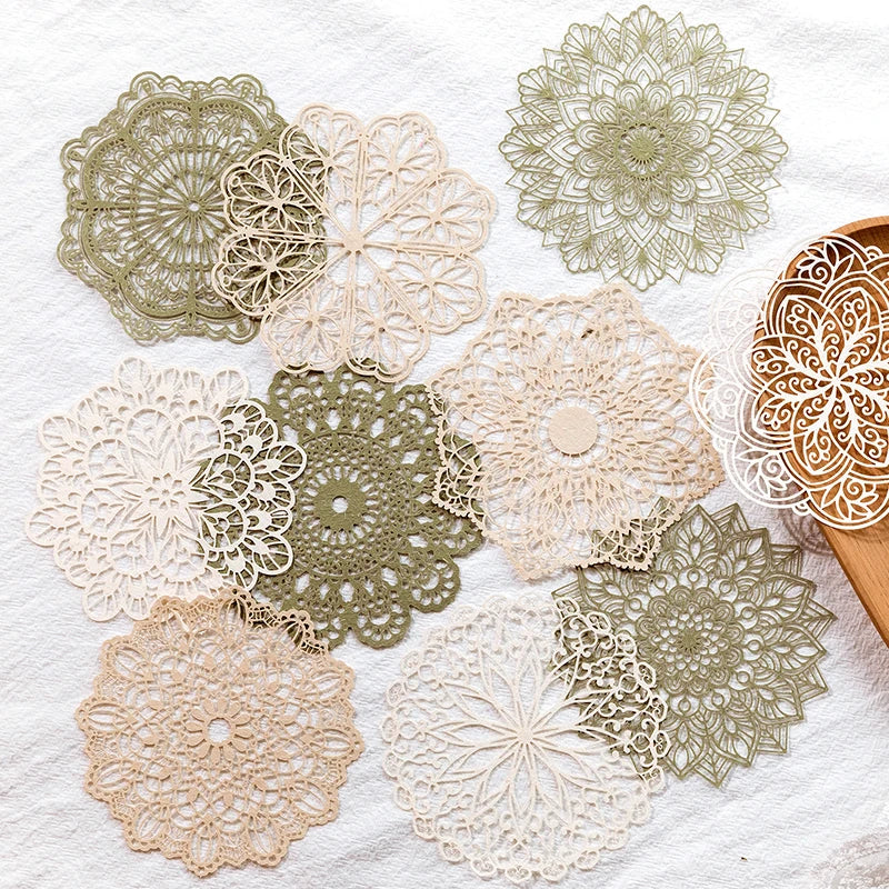 10 pcs INS lace material paper Hollowed butterfly Flowers Decorative Scrapbooking Diary Album hand made Collage Background paper