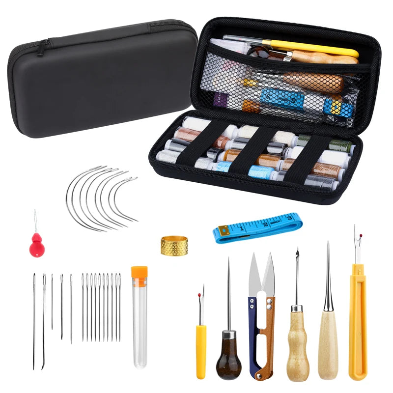 Upholstery Repair Leather Sewing Kit for Shoes Sofa Tent Carpet Leather Craft DIY Seam Ripper Sewing Thread Needle