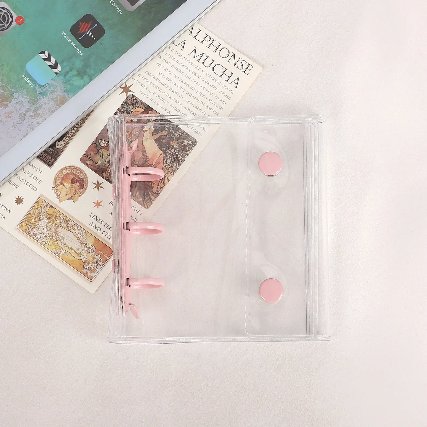 JIANWU Double Buckle A8Mini 3-hole Transparent Loose Leaf Material Storage Notebook Creative Journal Student Supplies Stationery