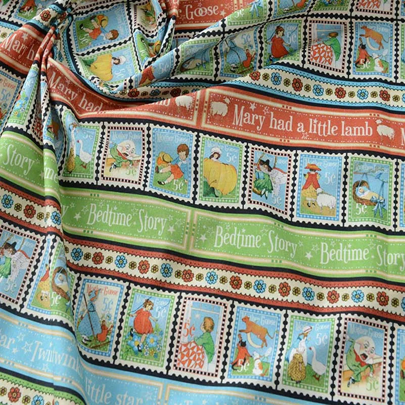 Newspaper Fabric Map Retro Vintage Digital Printed for Handmade DIY Sewing Accessories