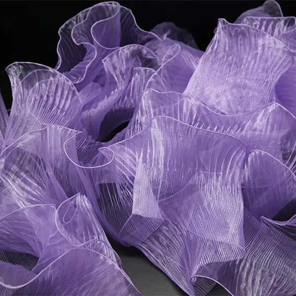 1 Yard Blue Lace Fabric Pleated Mermaid Effect Laser Neon Luster For Women Dress 15CM Wide