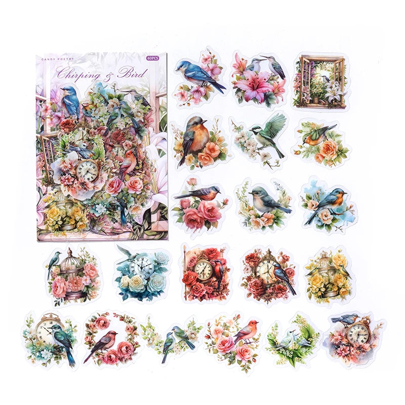 JIANQI 40 pcs Cute Style Cats animals Stickers aesthetic Decorative Diary Album Stationery Stick Labels Junk Journal Supplies