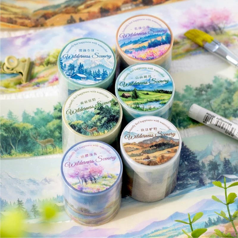 JIANQI 50mm*2m PET Tapes Beautiful scenery DIY Scrapbooking Decor Photo Album Collage Junk Journal Materials Aesthetics Stickers