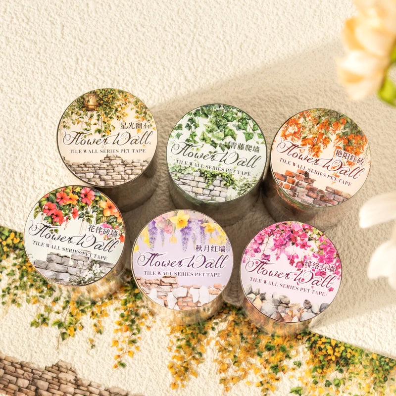 65mm*2m PET Plant Vine and stone wall tape Sticker Decorative collage Adhesive Diy Scrapbooking hand made Masking tape