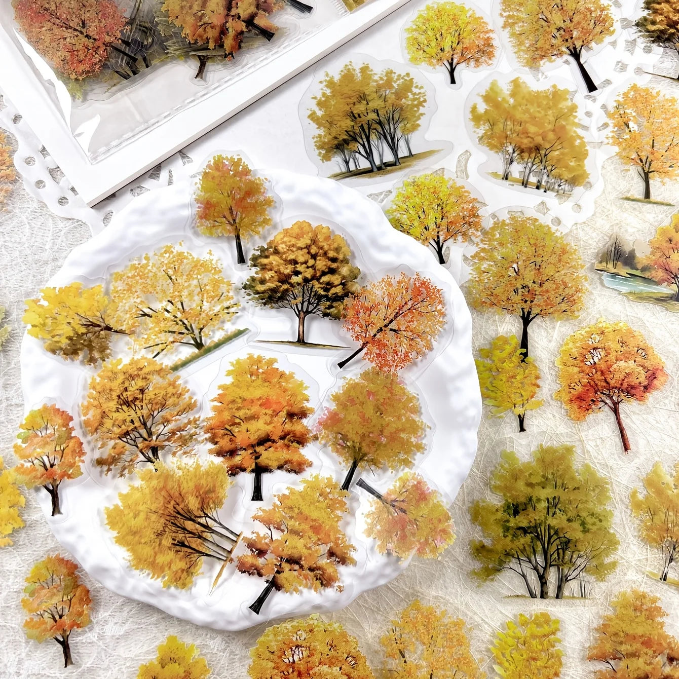 JIANQI 40pcs/pack Many Tree Materials stickers Four Season Decor DIY Hand Account Diary Scrapbooking Album Stickers Craft