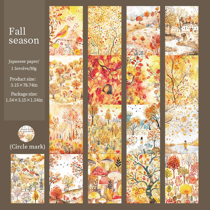 80mm*2m Four Seasons Landscape Tapes Collage Junk Journal DIY Scrapbooking School Supplies Aesthetics Decor Tapes Stickers