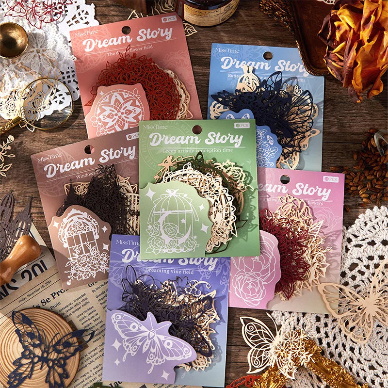 JIANQI 15 pcs Diy Scrapbooking paper Lace Decoration paper Hollow Card Collage material lomo cards DIY hand made craft paper