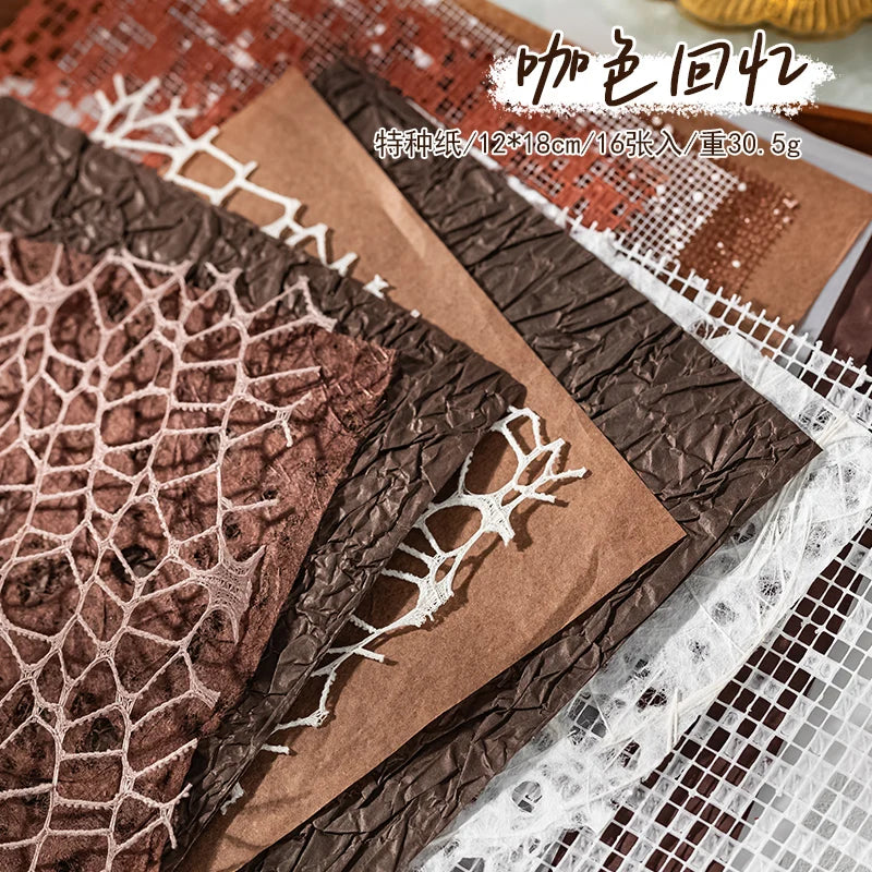 16pcs Vintage Mixed materials Lace paper Scrapbook Materials DIY Photo Album Collage Journal Creative Stationery Material paper