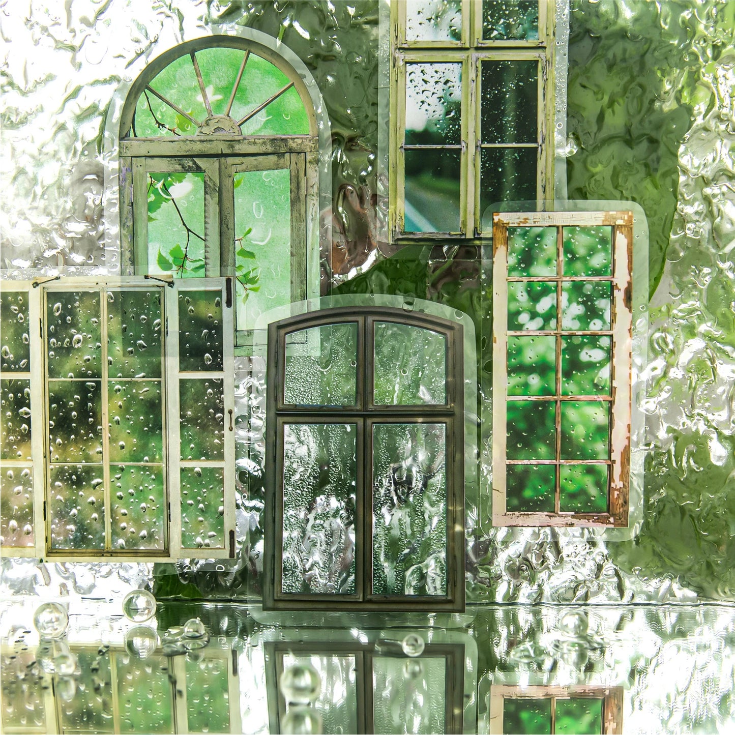 JIANQI 20pcs/pack Window Landscape Stickers Decor Junk Journal DIY Srapbooking Collage Stationery PET Scrapbook supplies