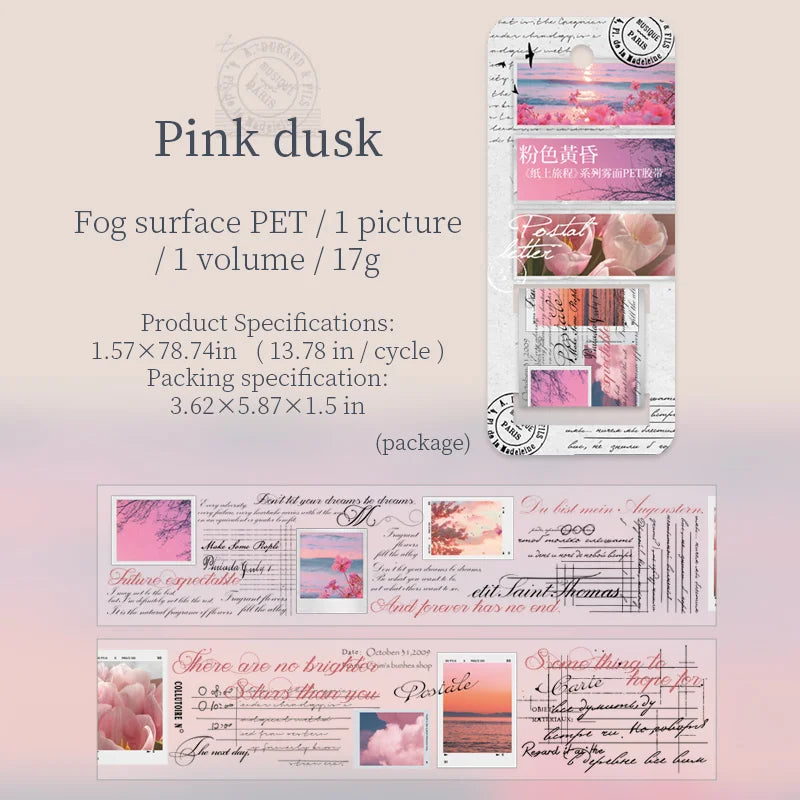 JIANQI 40mm*2m Aesthetics PET Travel Landscape Stickers DIY Scrapbooking Decor Materials Collage Photo Album Marking Tapes