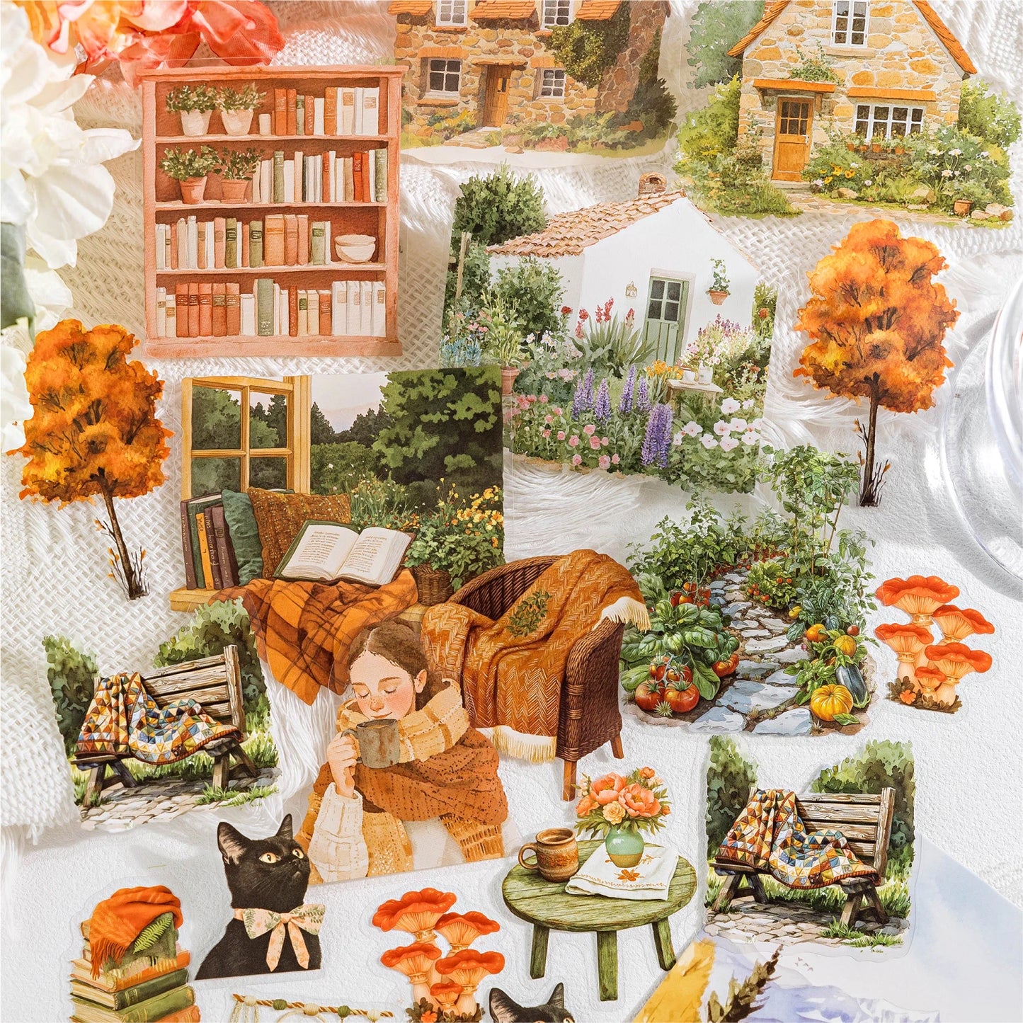 JIANQI 30 pcs INS Field life landscape Stickers Diy Diary Scrapbooking Stickers Festival Birthday Party Gift Decorations Labels