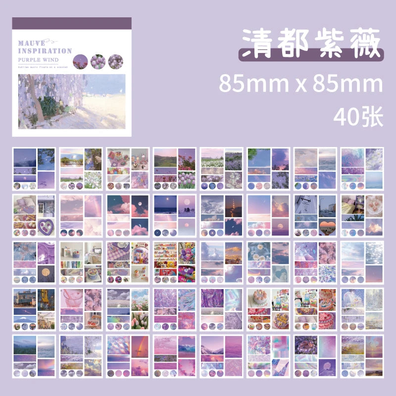 JIANQI 40pcs/pack Aesthetics Decor Stickers Book DIY Scrapbooking Supplies Album Creative Stationery Already Cut Ins Stickers