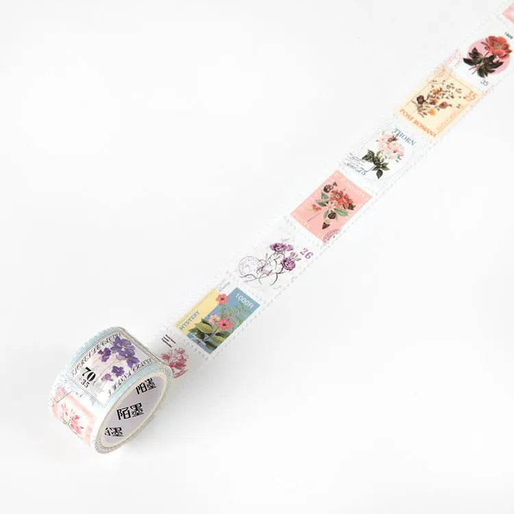 JIANQI Vintage Stamp Plant Washi Tape Stick Labels Paper Stickers Masking tape DIY Scrapbooking Material Craft Supplies