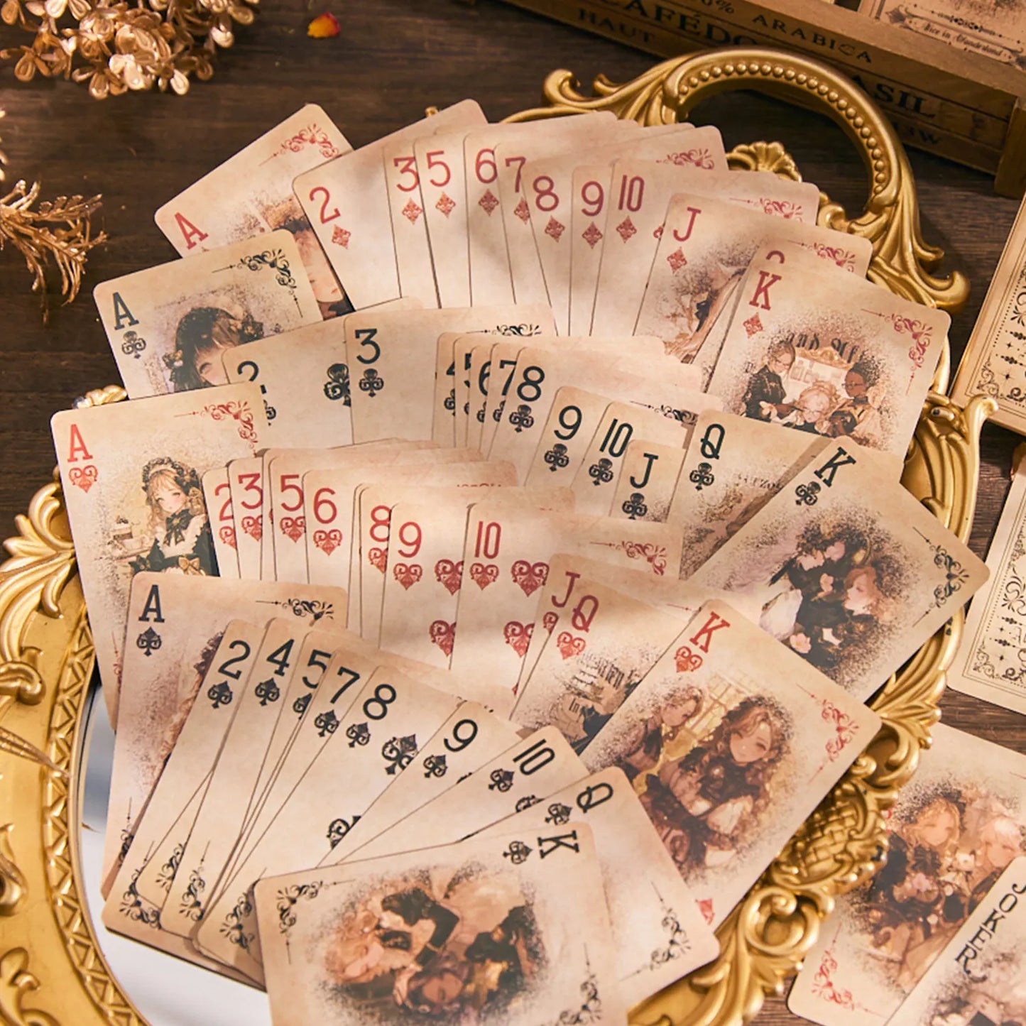 JIANQI 55 pcs Retro poker cards material paper Decorative Scrapbooking Diary Album hand made Collage material Background paper
