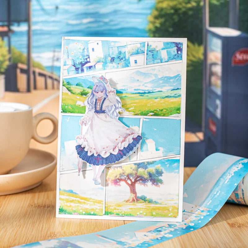 JIANQI 45mm*2m Beautiful scenery Tapes DIY Scrapbooking Decor Photo Album Collage Junk Journal Materials Aesthetics Stickers