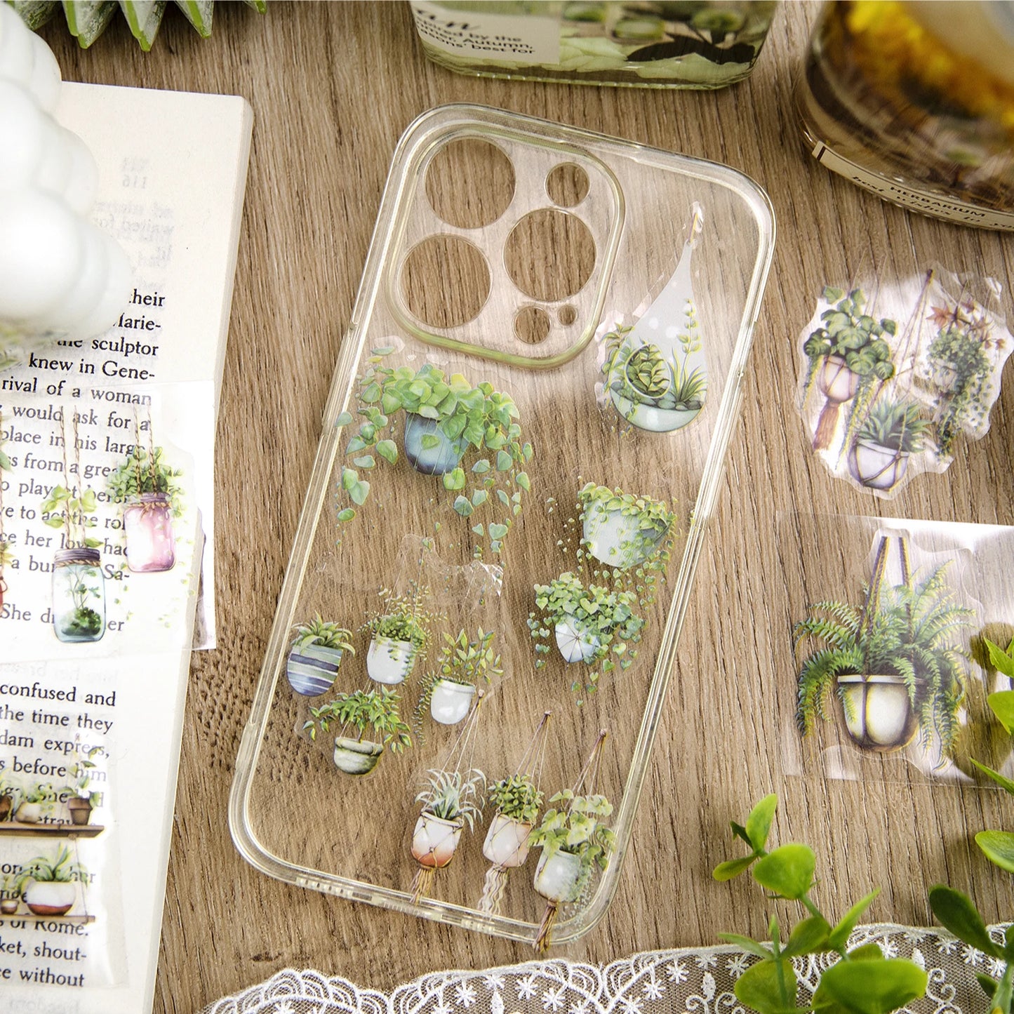 JIANQI 50mm*2m PET Tapes Plant suspension DIY Scrapbooking Decor Photo Album Collage Junk Journal Materials Aesthetics Stickers