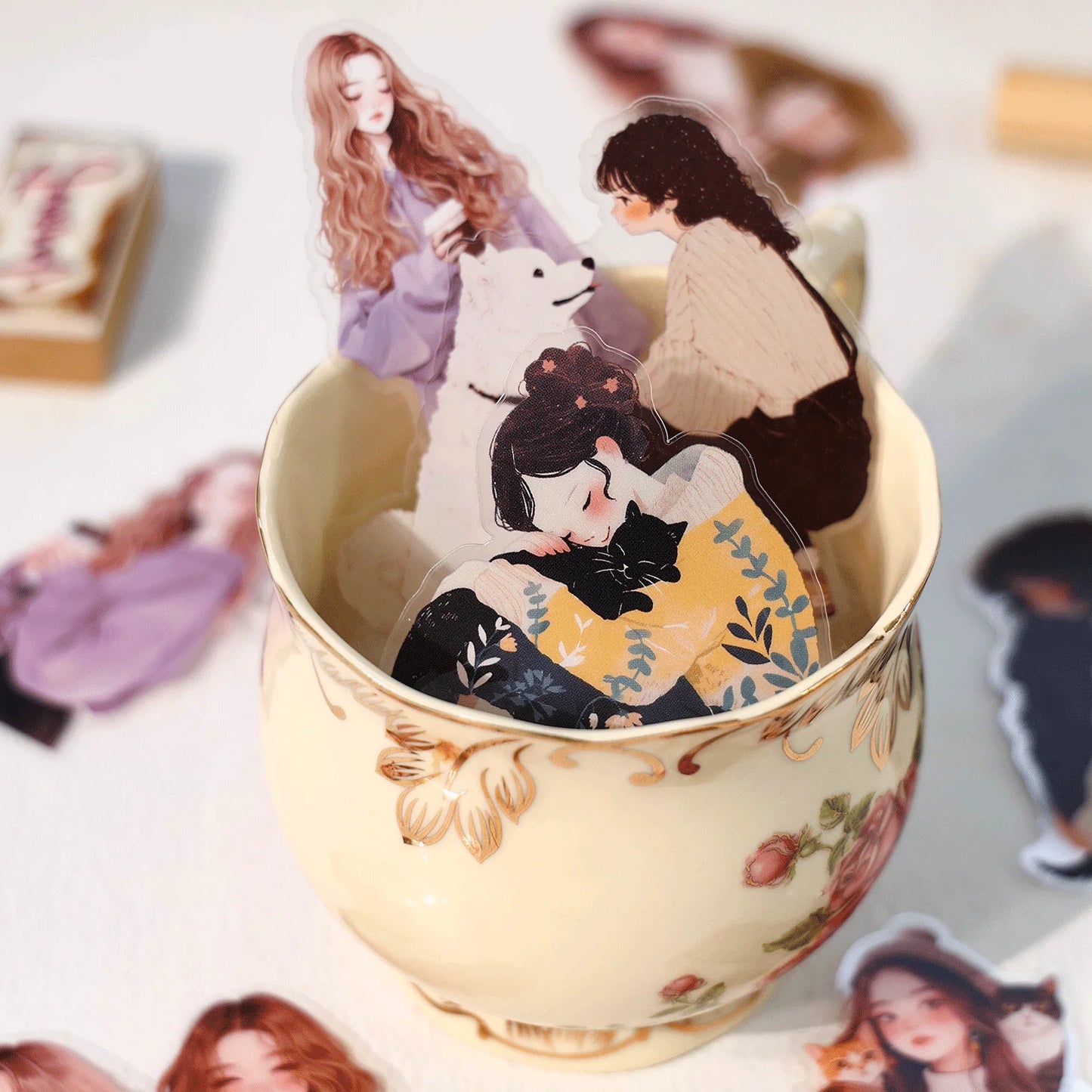 JIANQI 30 pcs Large size PET Stickers Life girl Decorative handmade Scrapbooking Material Diary Album Craft Supplies
