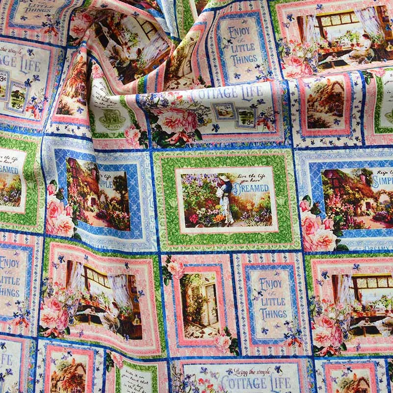 Newspaper Fabric Map Retro Vintage Digital Printed for Handmade DIY Sewing Accessories