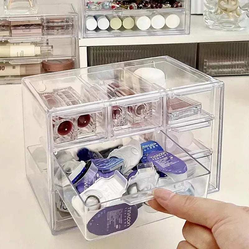 Acrylic Storage Box Desktop Dustproof Drawer Style Jewelry Comb Cosmetic Organizer Perfume Storage Rack Desk Accessories